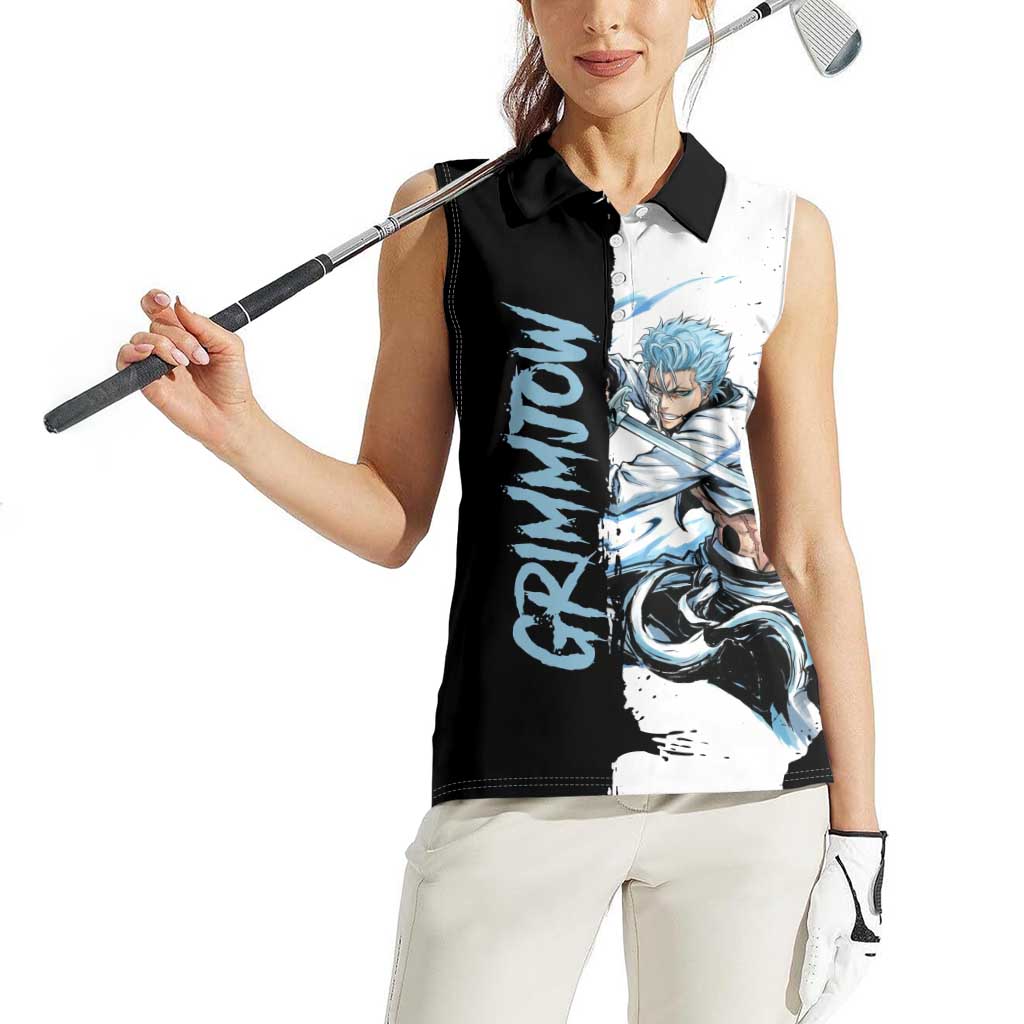 Personalized Grimmjow Jaegerjaquez Women Sleeveless Polo Shirt Ink Splash Anime Brush Style