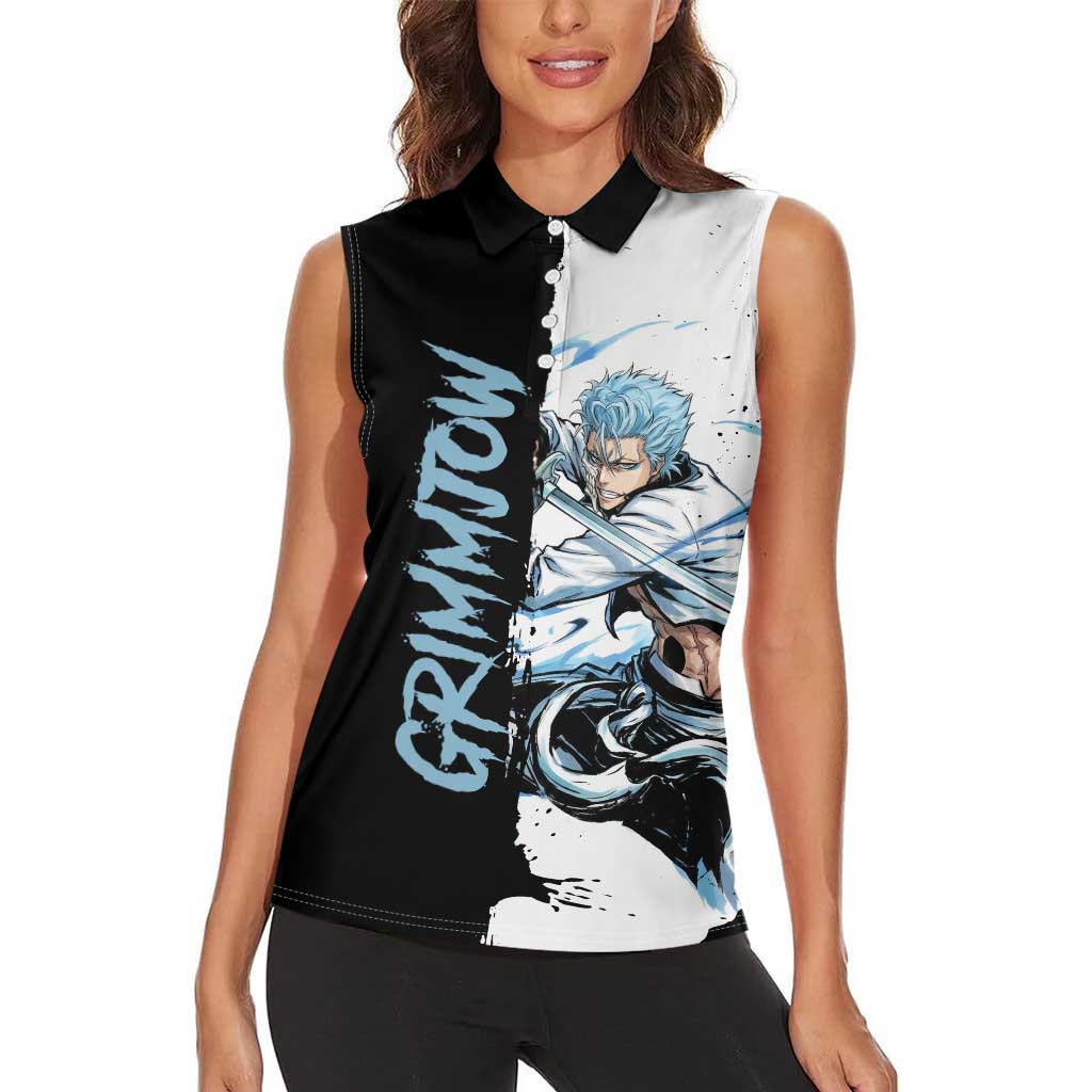 Personalized Grimmjow Jaegerjaquez Women Sleeveless Polo Shirt Ink Splash Anime Brush Style