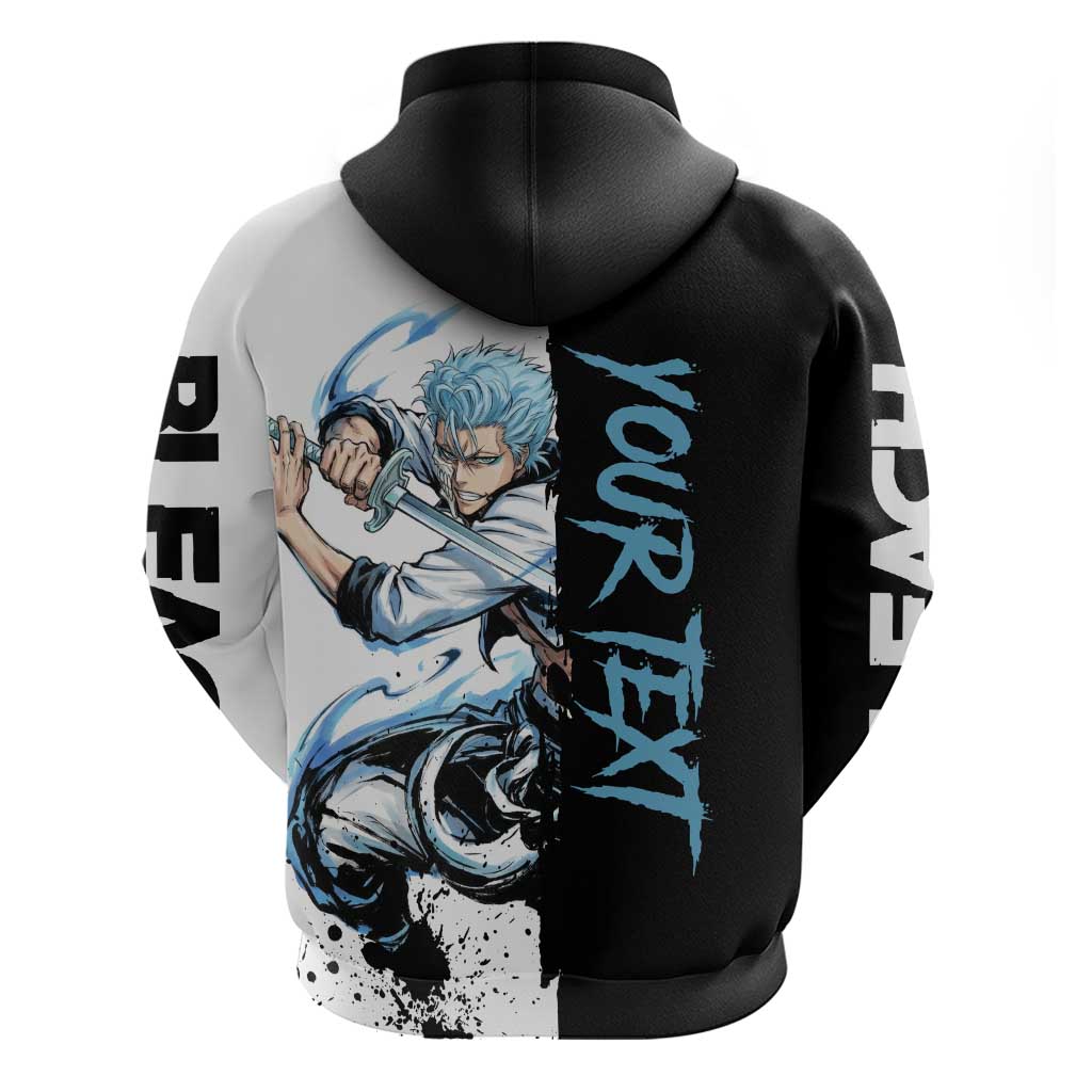 Personalized Grimmjow Jaegerjaquez Zip Hoodie Ink Splash Anime Brush Style