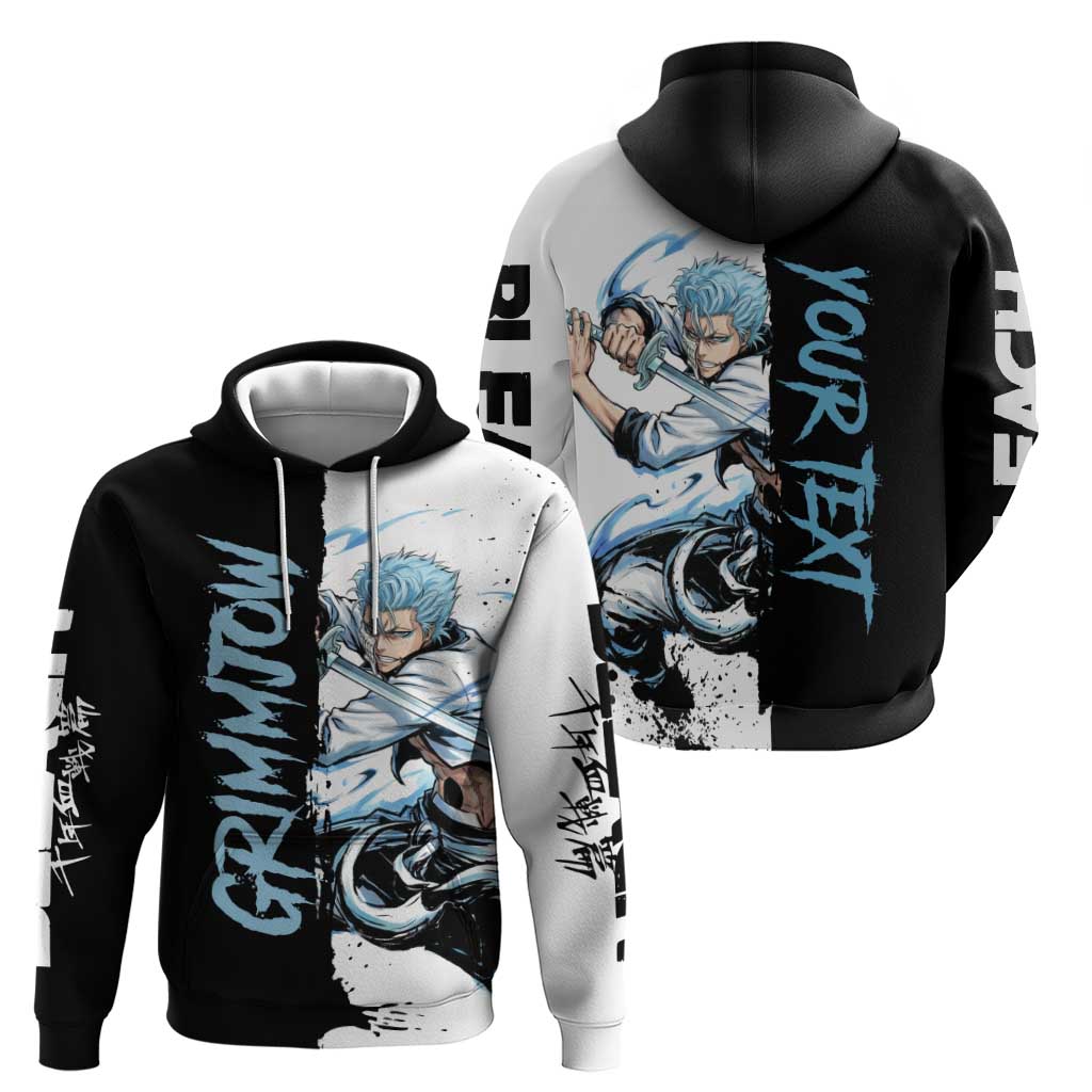 Personalized Grimmjow Jaegerjaquez Zip Hoodie Ink Splash Anime Brush Style