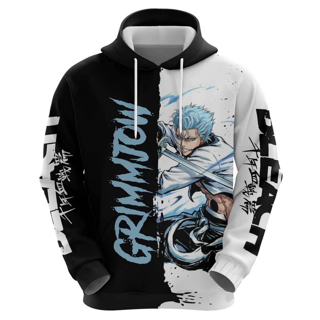 Personalized Grimmjow Jaegerjaquez Zip Hoodie Ink Splash Anime Brush Style