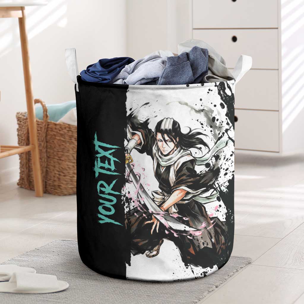 Personalized Byakuya Kuchiki Laundry Basket Ink Splash Anime Brush Style