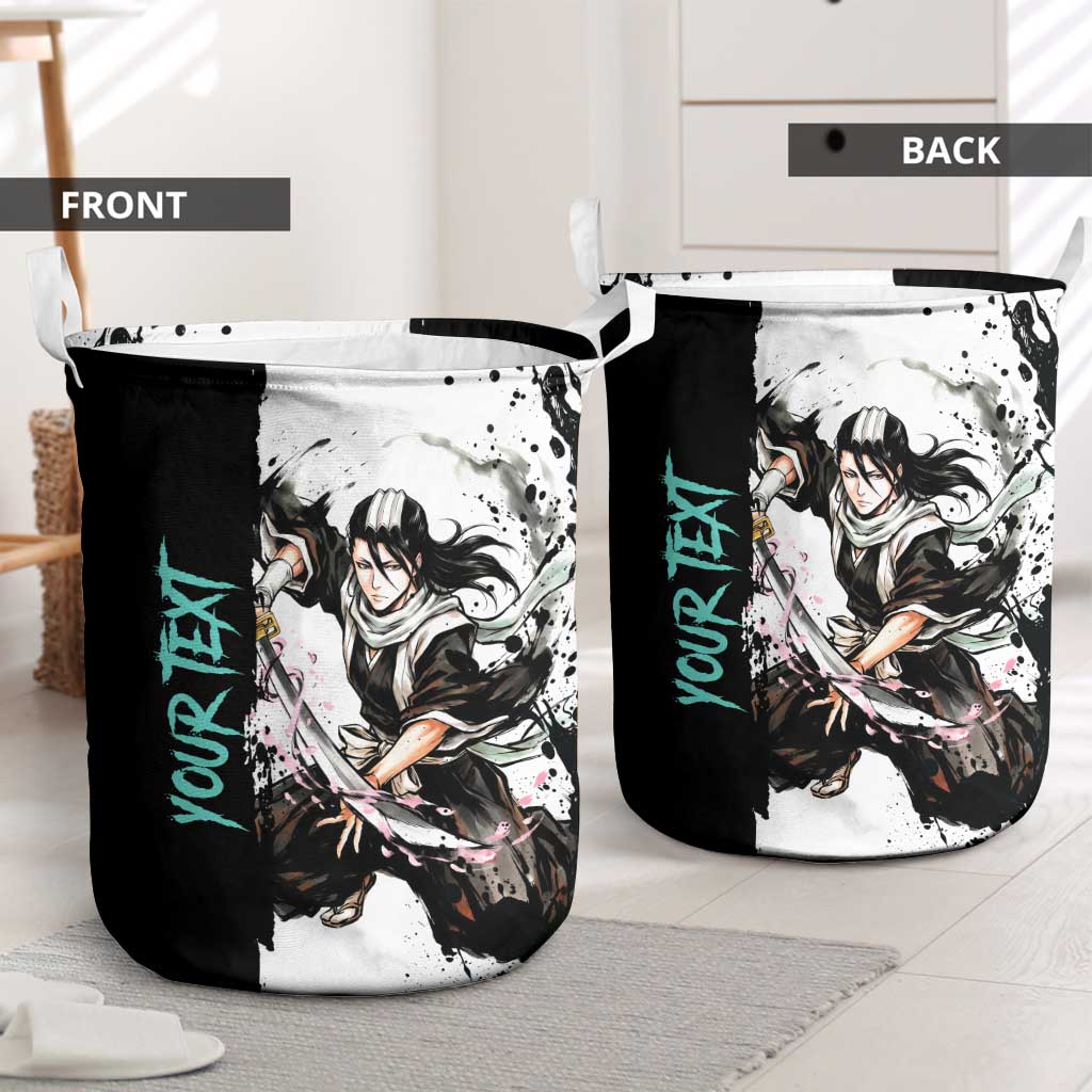 Personalized Byakuya Kuchiki Laundry Basket Ink Splash Anime Brush Style