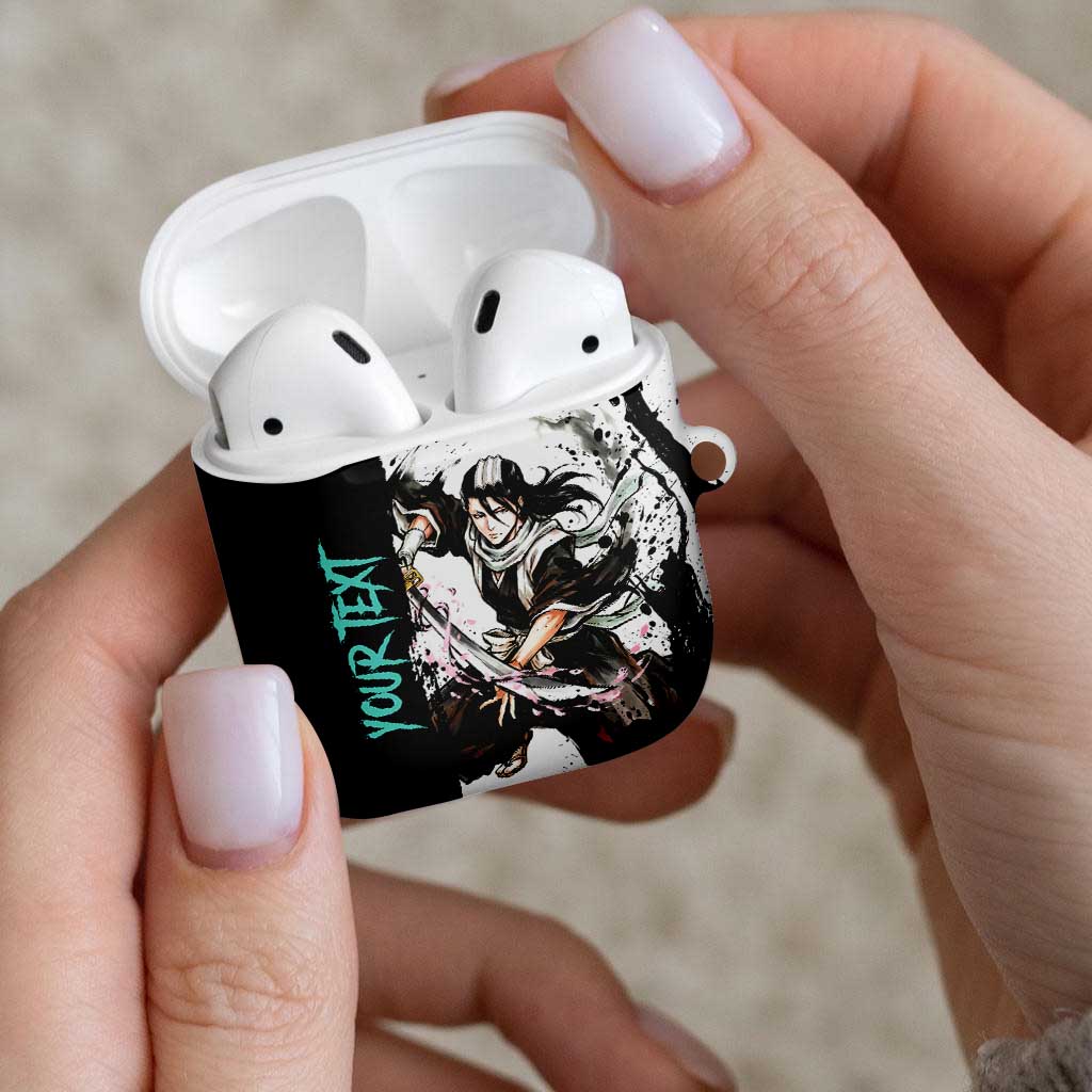 Personalized Byakuya Kuchiki AirPods Case Ink Splash Anime Brush Style