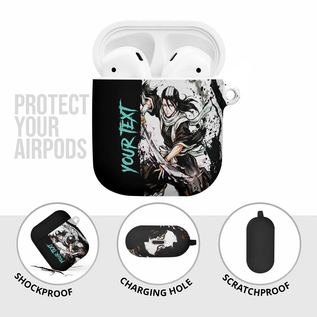 Personalized Byakuya Kuchiki AirPods Case Ink Splash Anime Brush Style