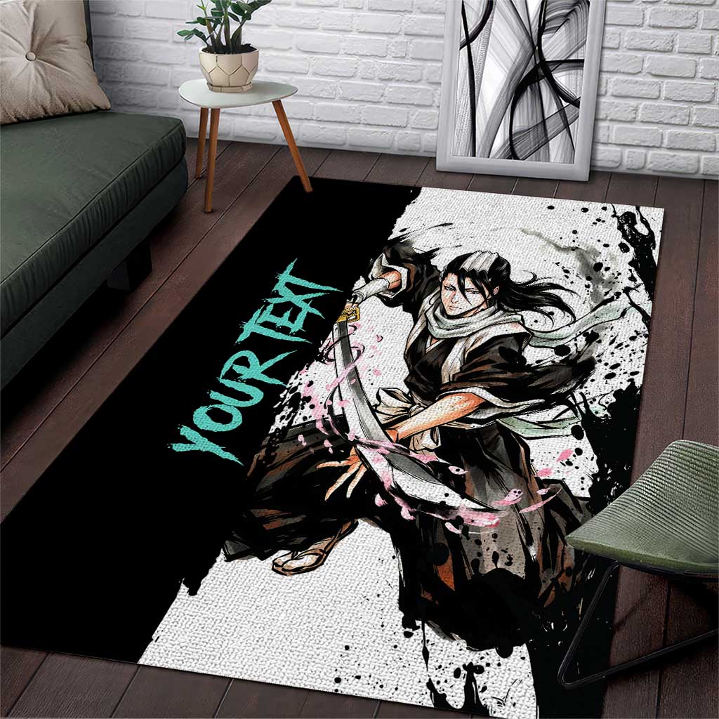 Personalized Byakuya Kuchiki Area Rug Ink Splash Anime Brush Style