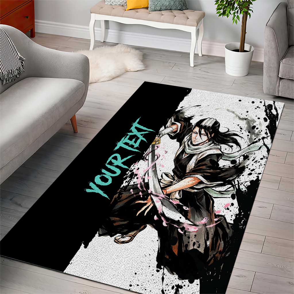 Personalized Byakuya Kuchiki Area Rug Ink Splash Anime Brush Style