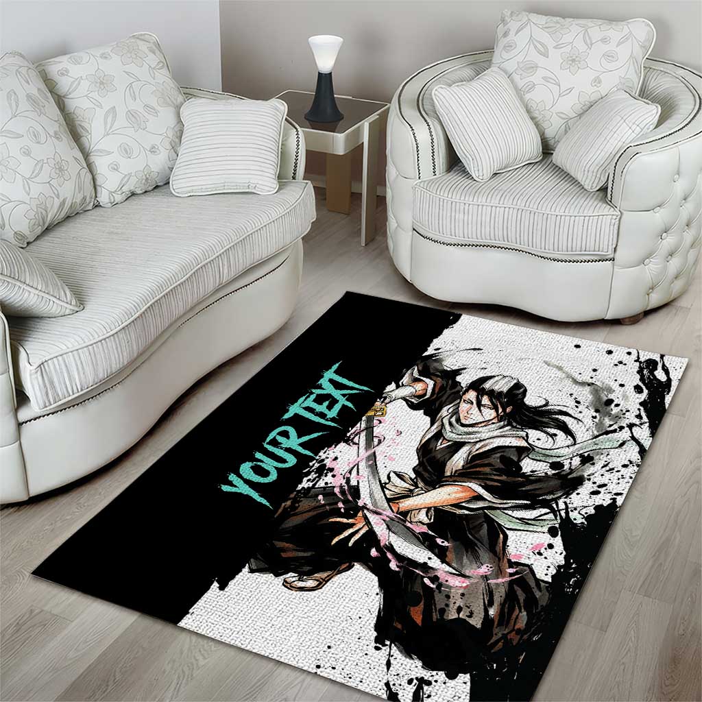 Personalized Byakuya Kuchiki Area Rug Ink Splash Anime Brush Style
