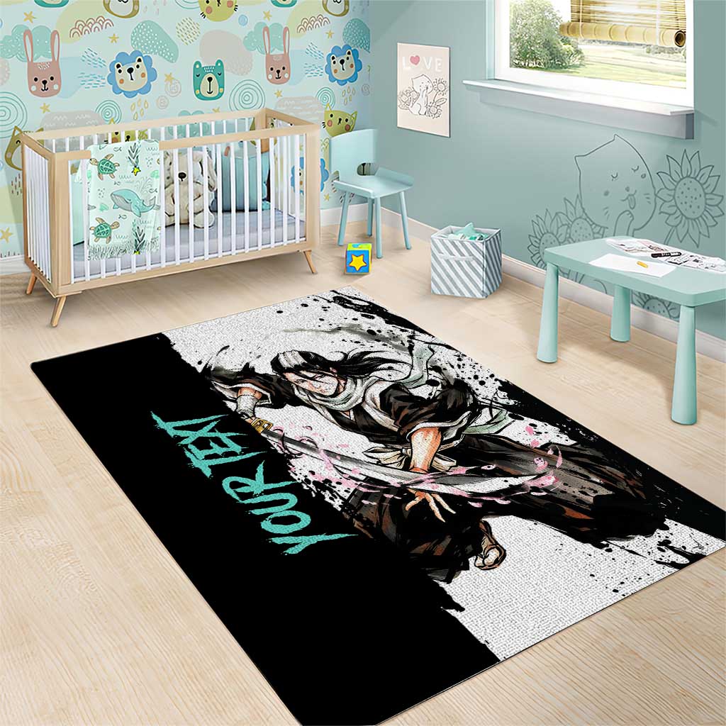 Personalized Byakuya Kuchiki Area Rug Ink Splash Anime Brush Style