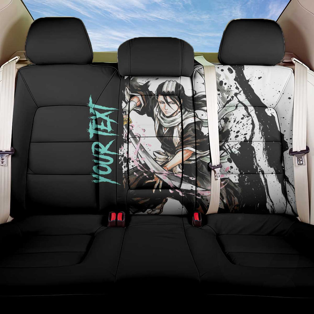 Personalized Byakuya Kuchiki Back Car Seat Cover Ink Splash Anime Brush Style