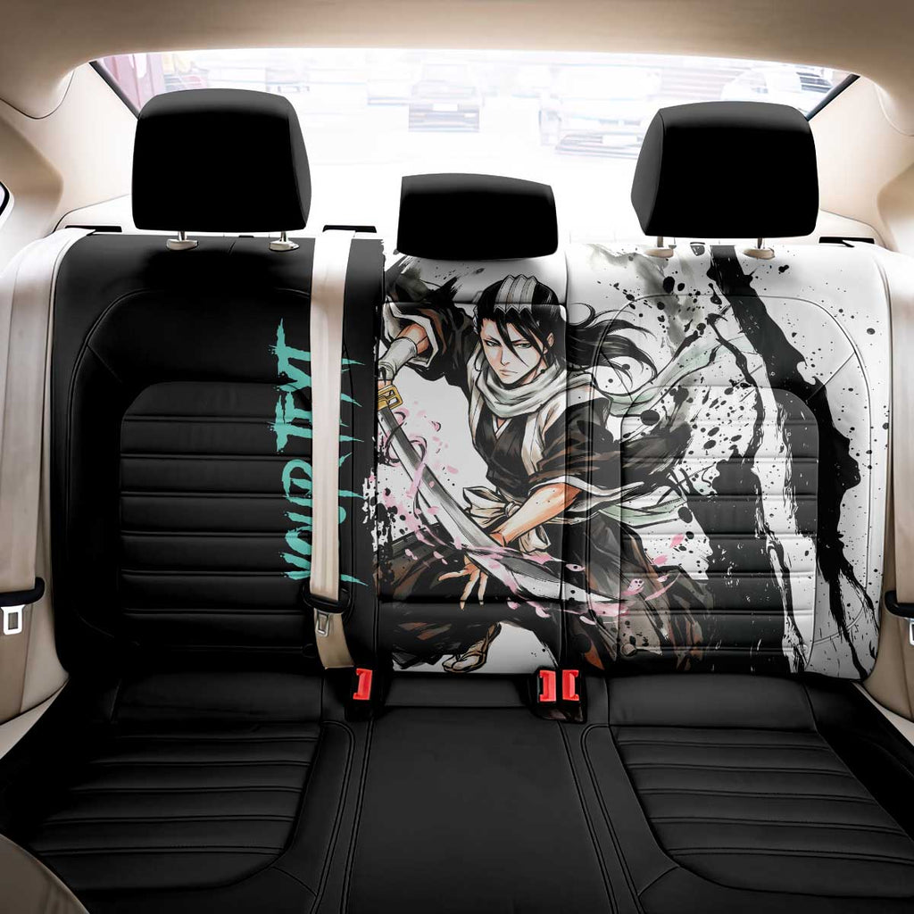 Personalized Byakuya Kuchiki Back Car Seat Cover Ink Splash Anime Brush Style