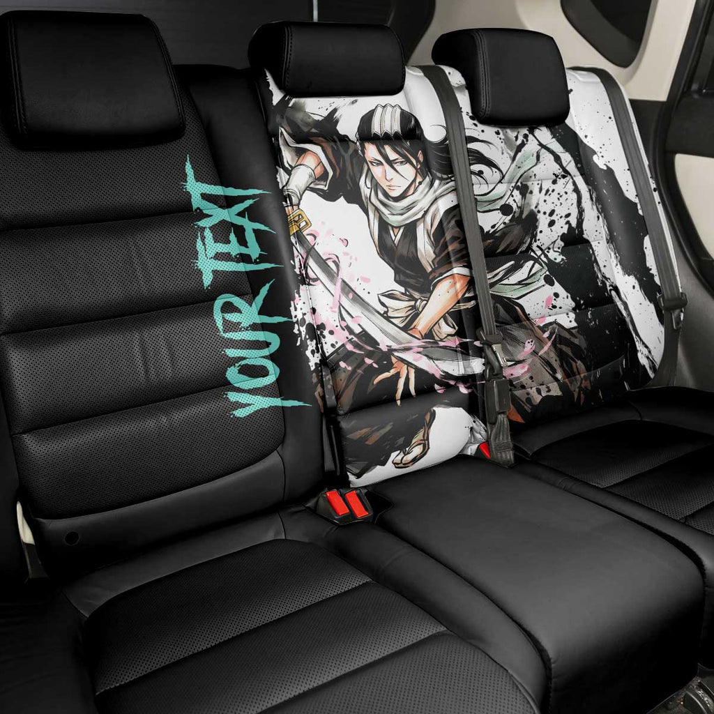 Personalized Byakuya Kuchiki Back Car Seat Cover Ink Splash Anime Brush Style