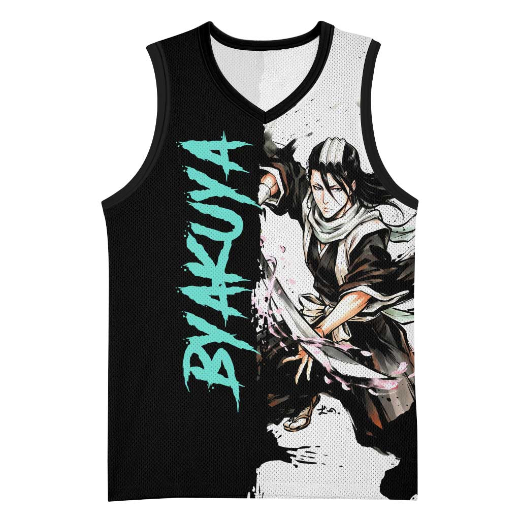Personalized Byakuya Kuchiki Basketball Jersey Ink Splash Anime Brush Style