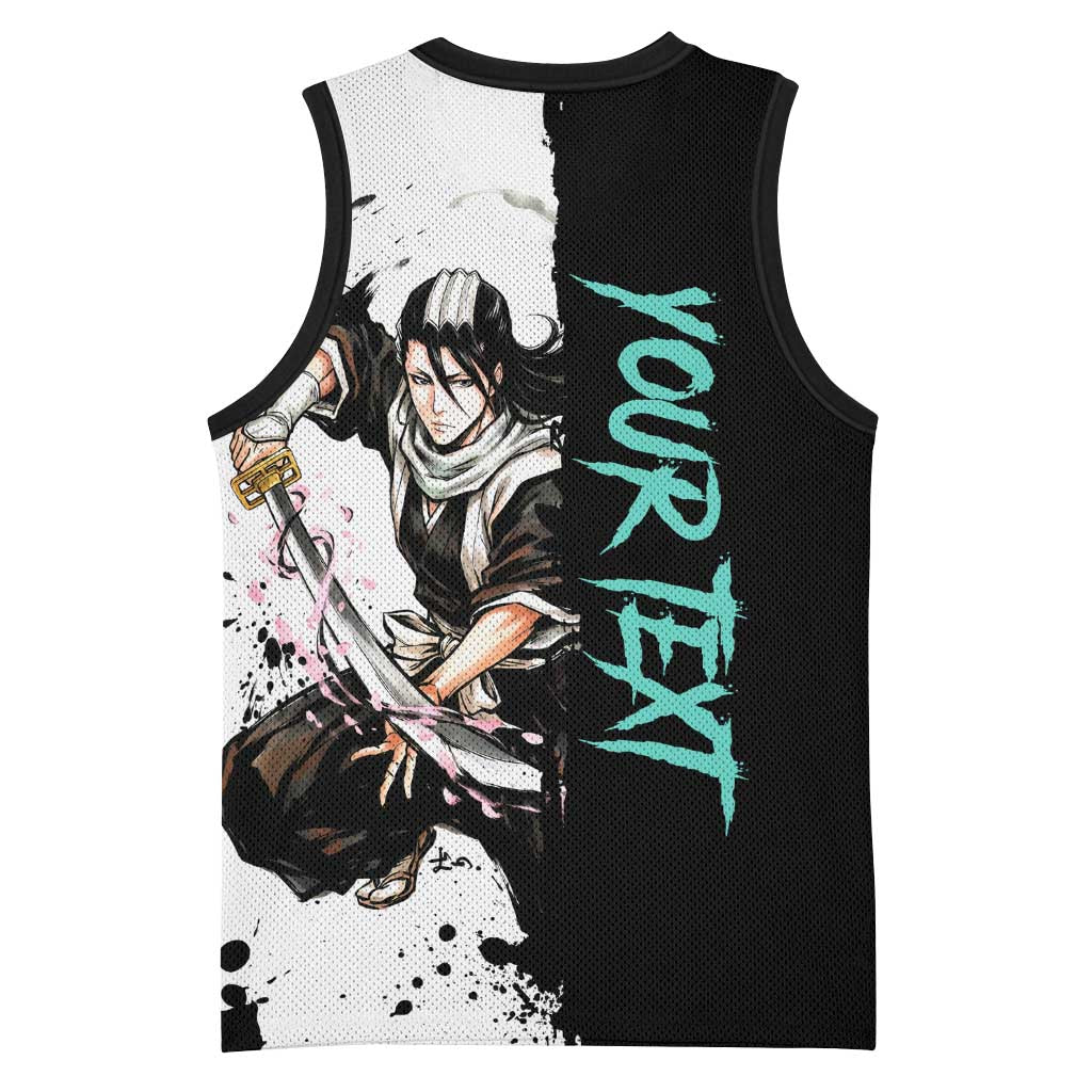 Personalized Byakuya Kuchiki Basketball Jersey Ink Splash Anime Brush Style
