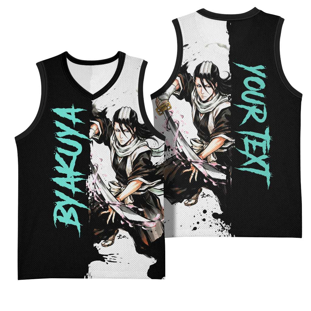 Personalized Byakuya Kuchiki Basketball Jersey Ink Splash Anime Brush Style