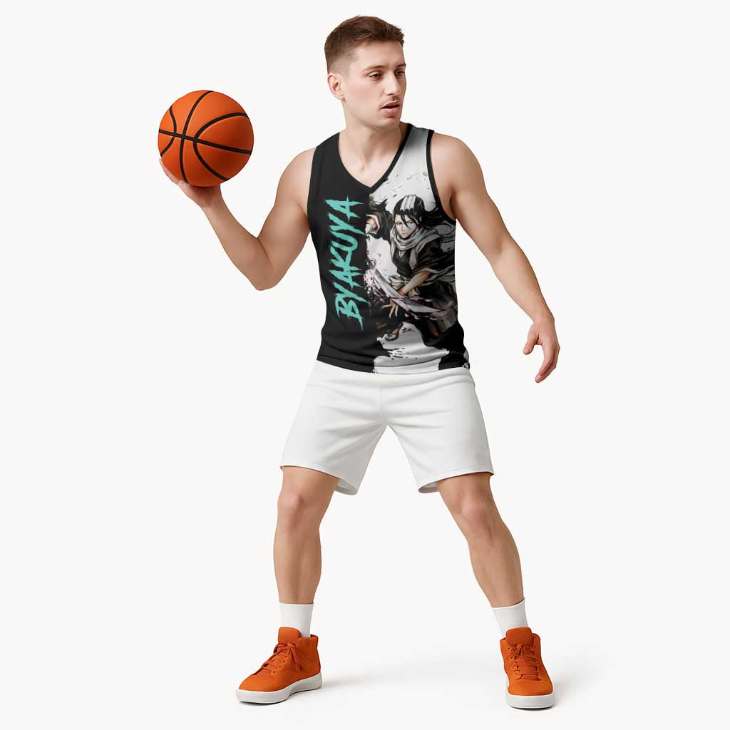 Personalized Byakuya Kuchiki Basketball Jersey Ink Splash Anime Brush Style