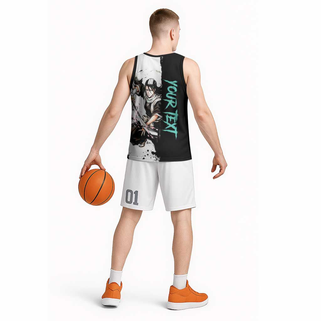 Personalized Byakuya Kuchiki Basketball Jersey Ink Splash Anime Brush Style
