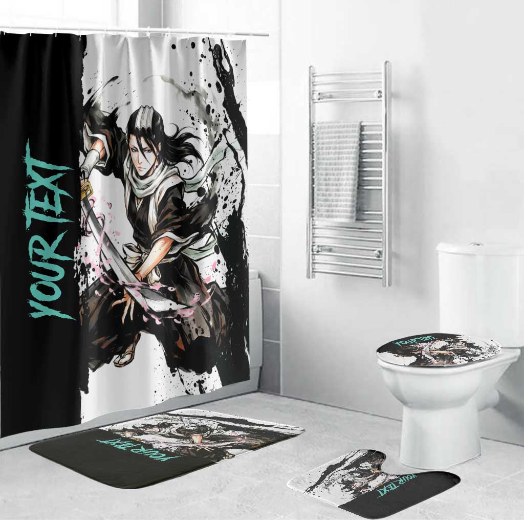 Personalized Byakuya Kuchiki Bathroom Set Ink Splash Anime Brush Style