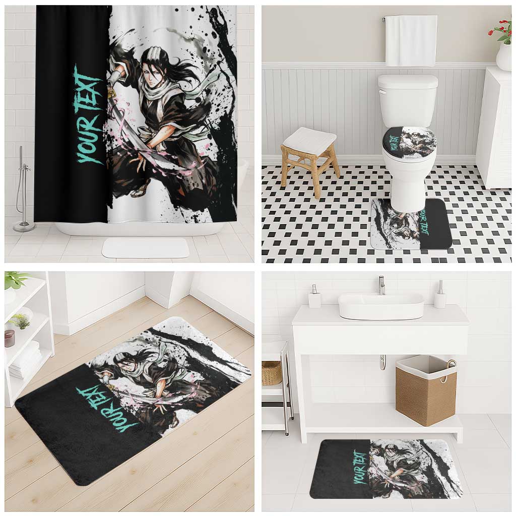 Personalized Byakuya Kuchiki Bathroom Set Ink Splash Anime Brush Style