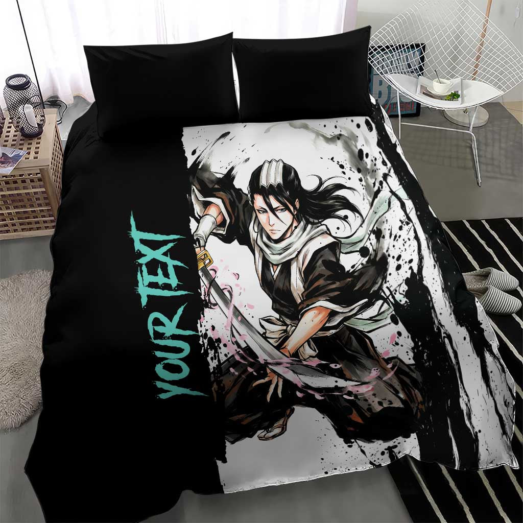 Personalized Byakuya Kuchiki Bedding Set Ink Splash Anime Brush Style