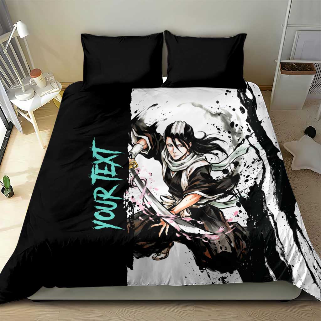 Personalized Byakuya Kuchiki Bedding Set Ink Splash Anime Brush Style