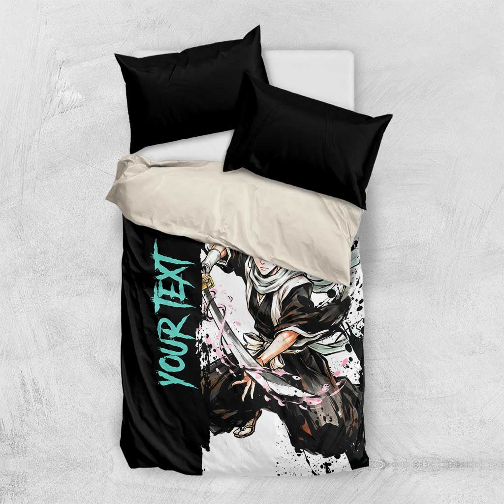 Personalized Byakuya Kuchiki Bedding Set Ink Splash Anime Brush Style