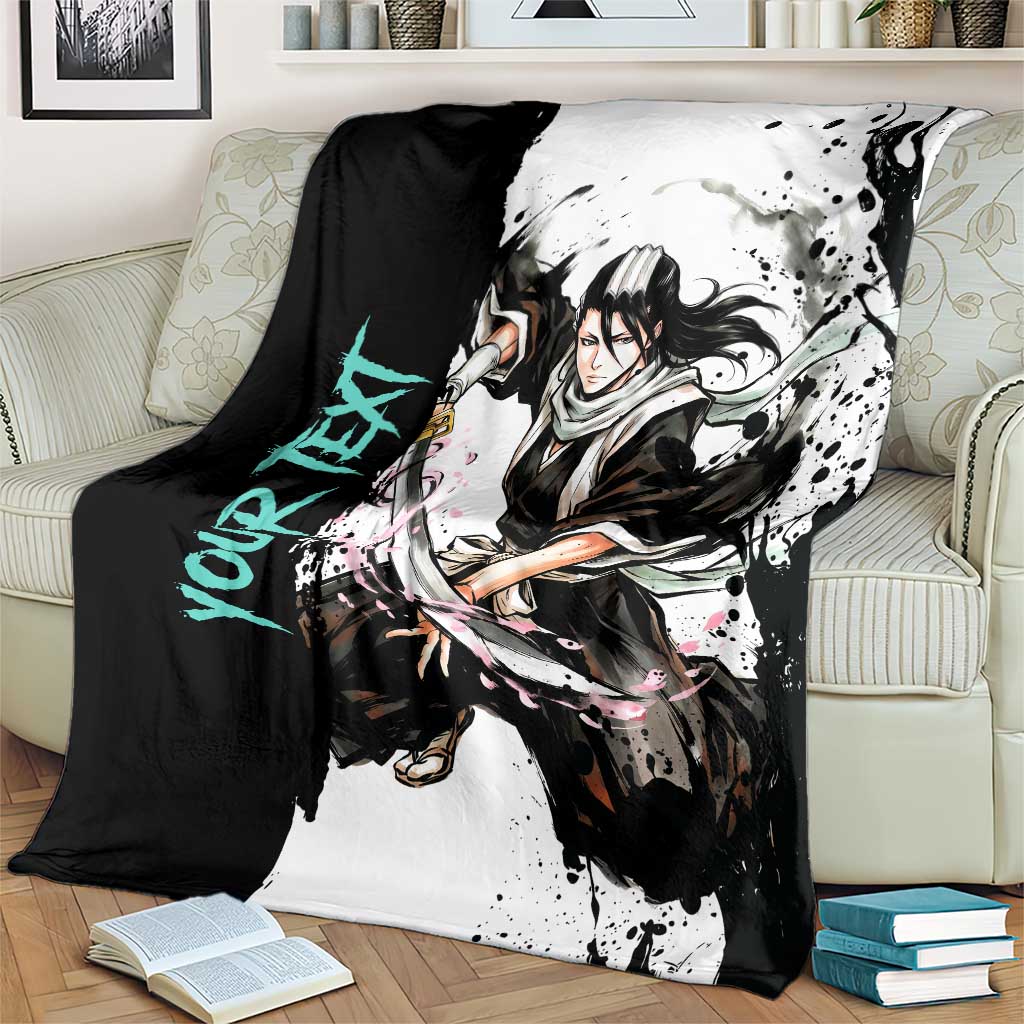 Personalized Byakuya Kuchiki Blanket Ink Splash Anime Brush Style