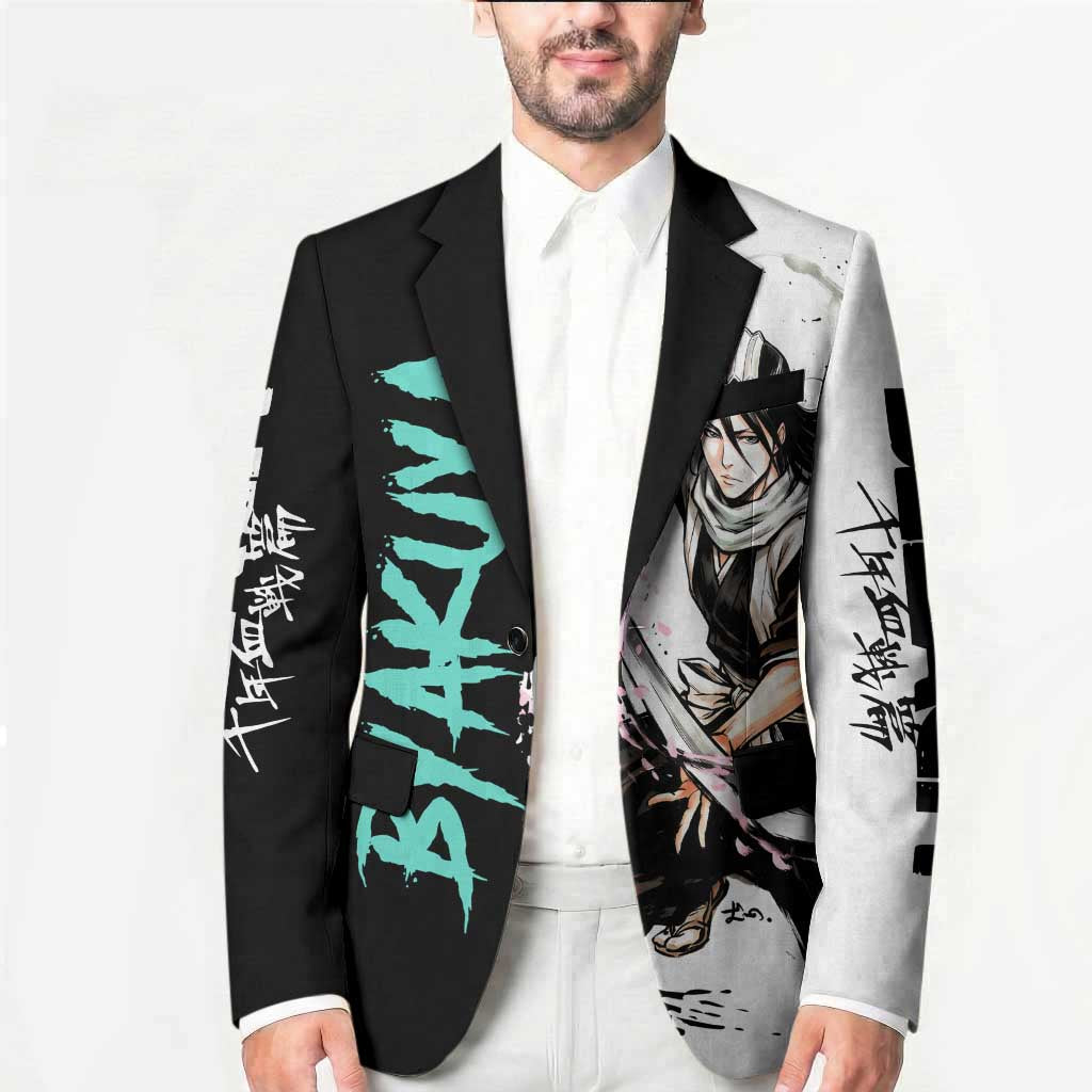 Personalized Byakuya Kuchiki Blazer Ink Splash Anime Brush Style