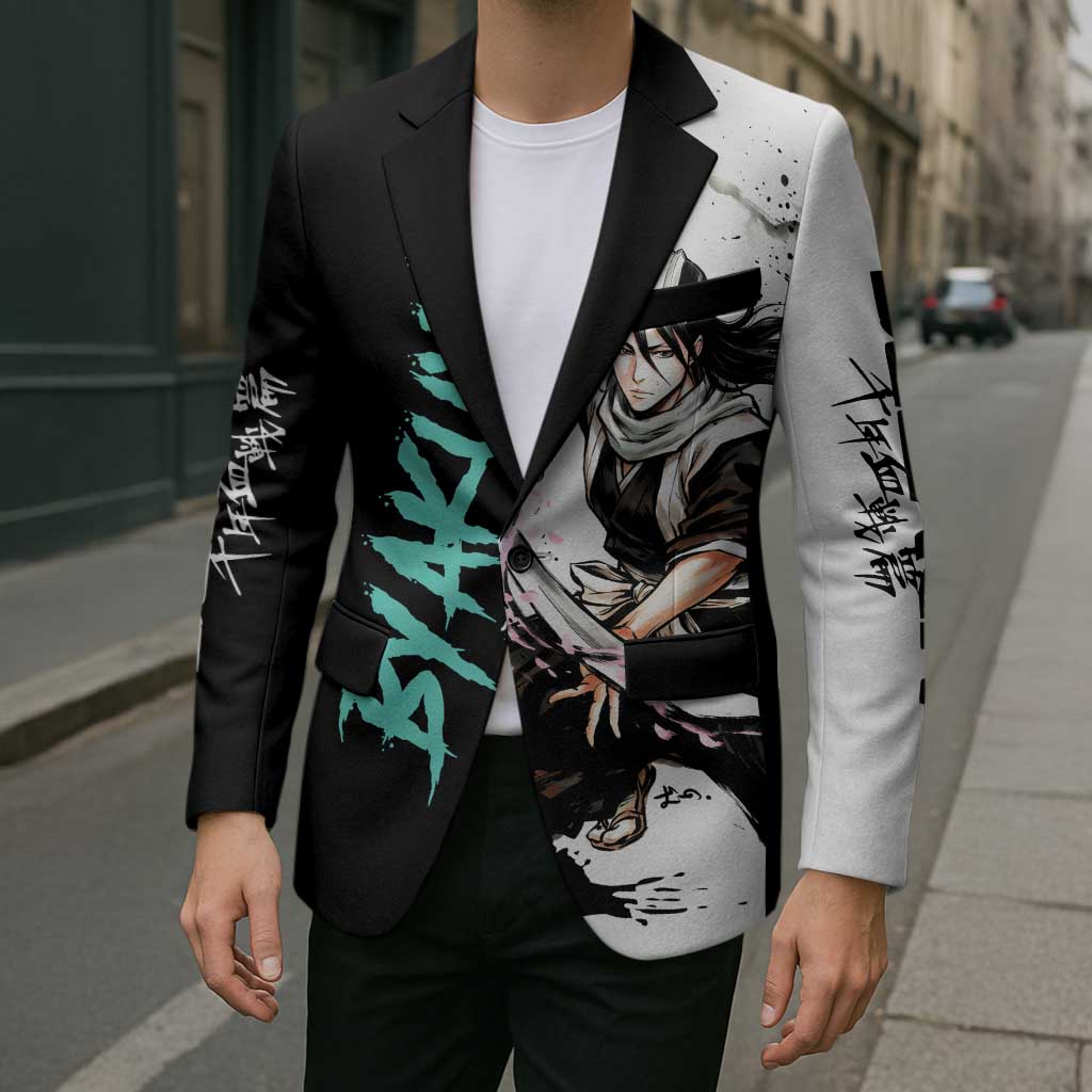 Personalized Byakuya Kuchiki Blazer Ink Splash Anime Brush Style