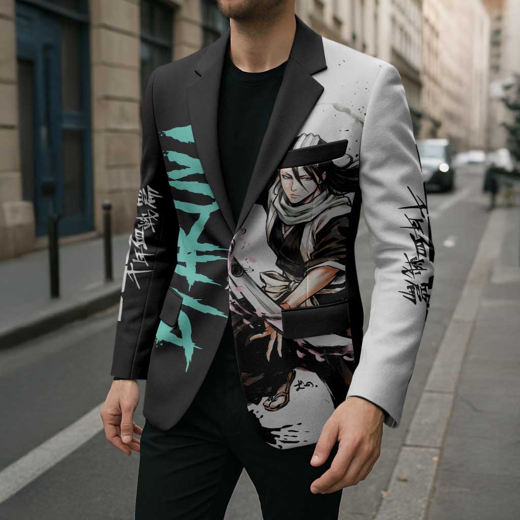 Personalized Byakuya Kuchiki Blazer Ink Splash Anime Brush Style