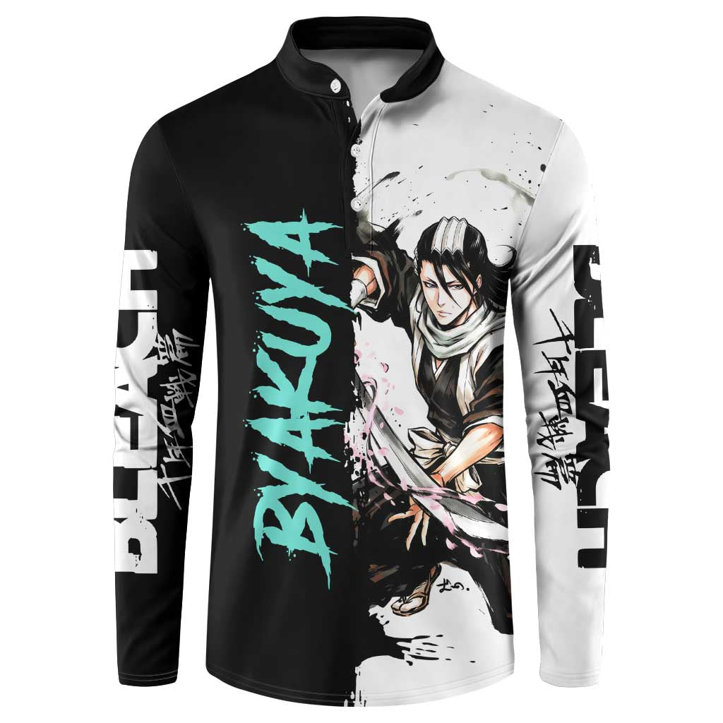 Personalized Byakuya Kuchiki Button Sweatshirt Ink Splash Anime Brush Style