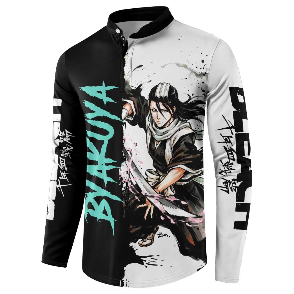 Personalized Byakuya Kuchiki Button Sweatshirt Ink Splash Anime Brush Style