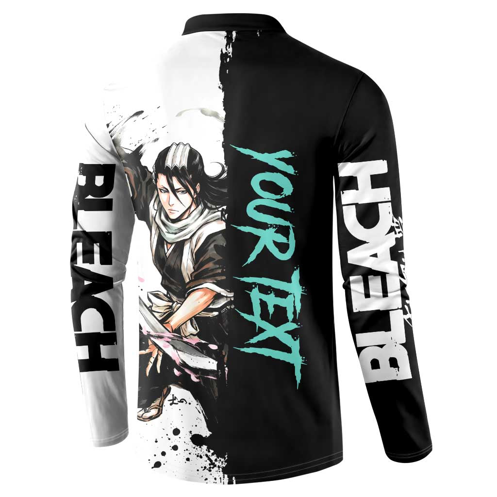 Personalized Byakuya Kuchiki Button Sweatshirt Ink Splash Anime Brush Style