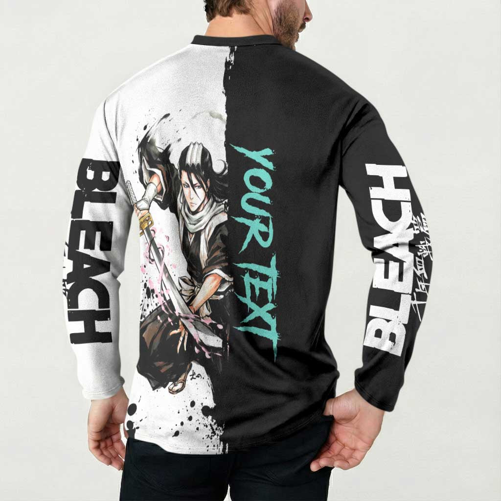 Personalized Byakuya Kuchiki Button Sweatshirt Ink Splash Anime Brush Style