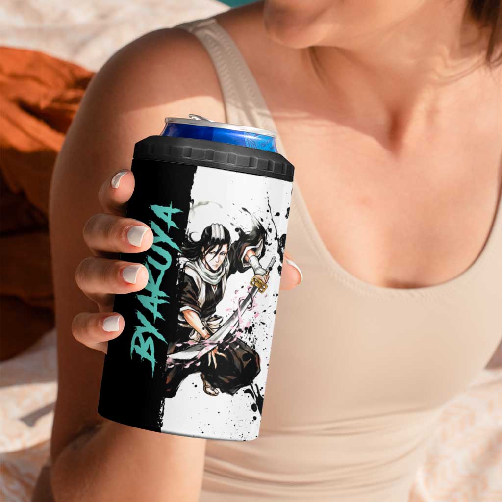 Personalized Byakuya Kuchiki 4 in 1 Can Cooler Tumbler Ink Splash Anime Brush Style
