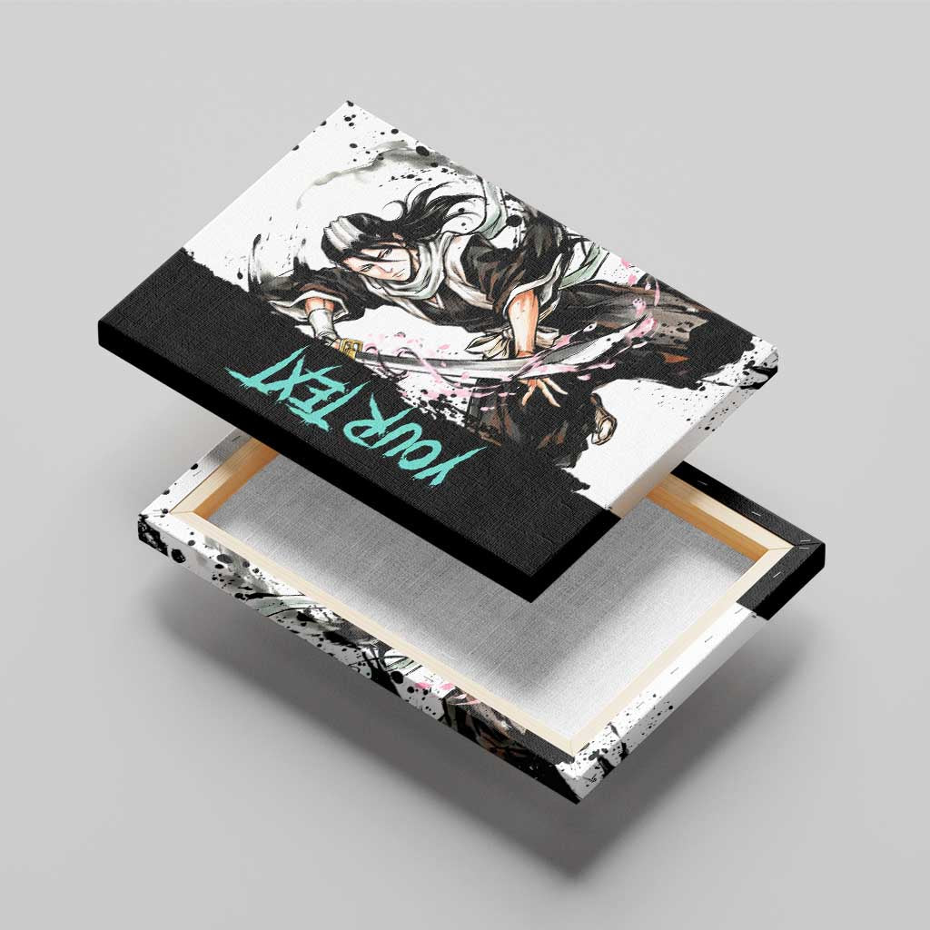 Personalized Byakuya Kuchiki Canvas Wall Art Ink Splash Anime Brush Style