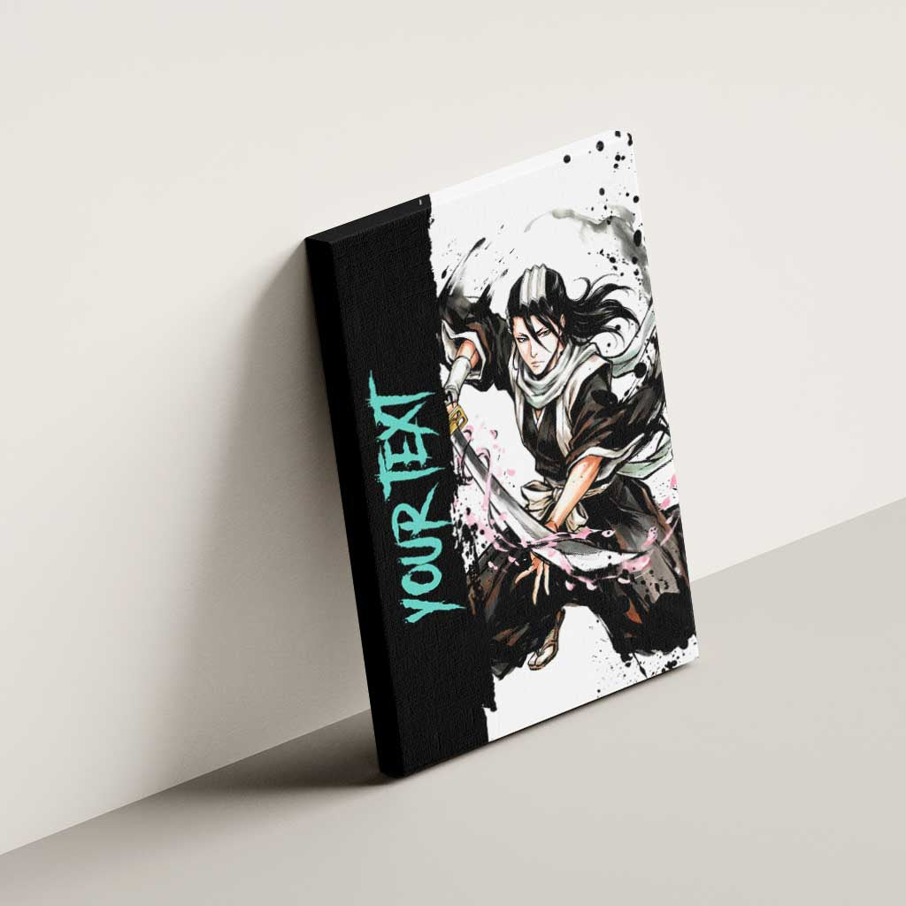 Personalized Byakuya Kuchiki Canvas Wall Art Ink Splash Anime Brush Style
