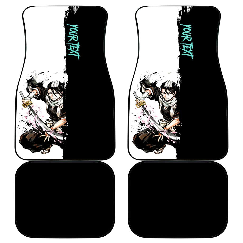 Personalized Byakuya Kuchiki Car Mats Ink Splash Anime Brush Style
