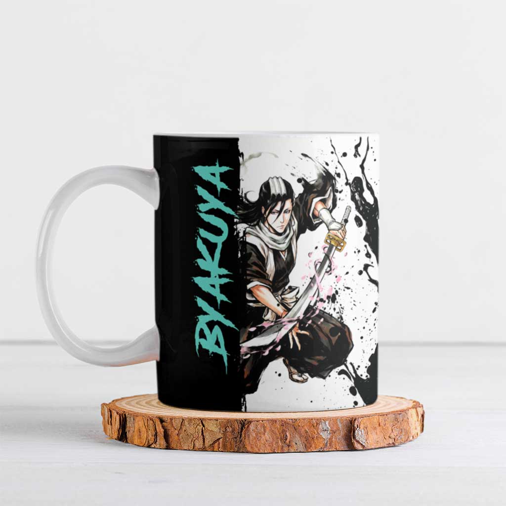 Personalized Byakuya Kuchiki Ceramic Mug Ink Splash Anime Brush Style