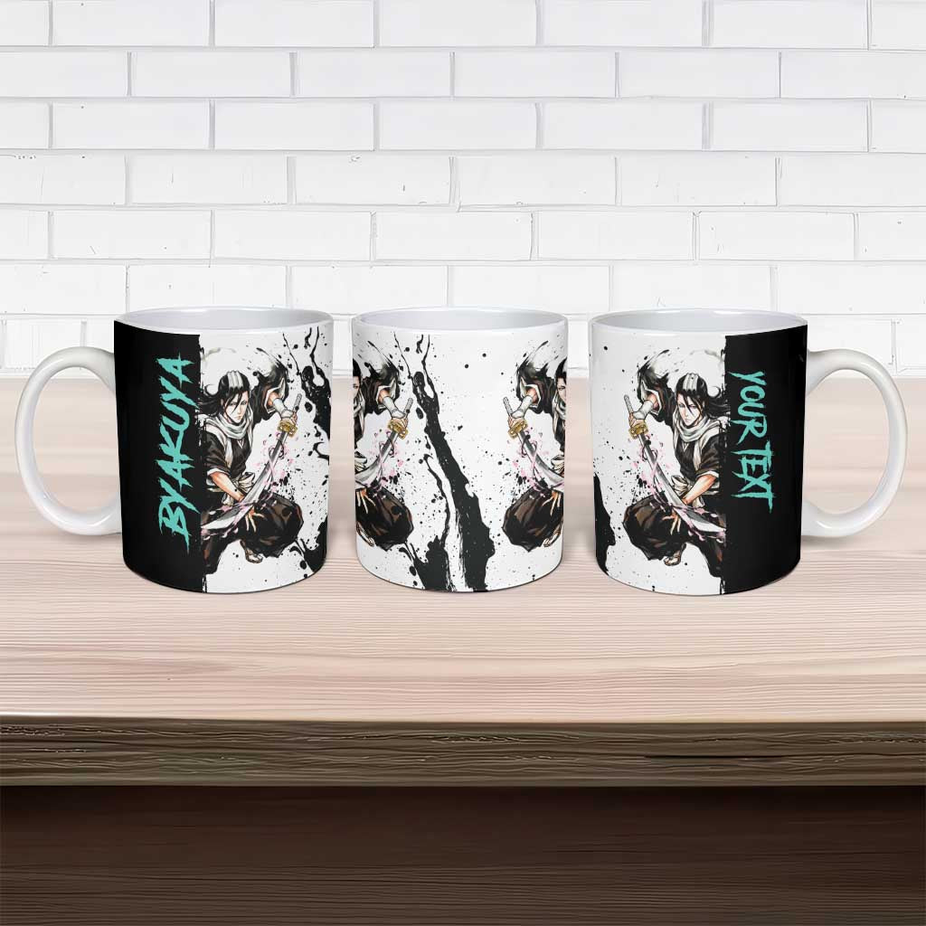 Personalized Byakuya Kuchiki Ceramic Mug Ink Splash Anime Brush Style