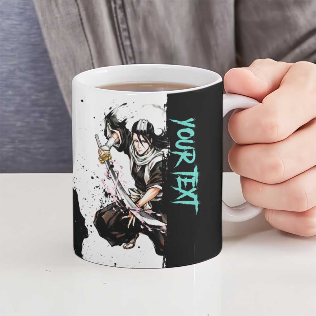 Personalized Byakuya Kuchiki Ceramic Mug Ink Splash Anime Brush Style