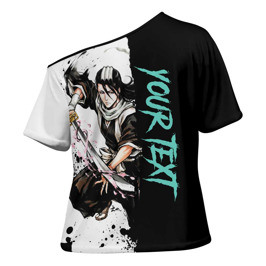 Personalized Byakuya Kuchiki Cross Shoulder Shirt Ink Splash Anime Brush Style
