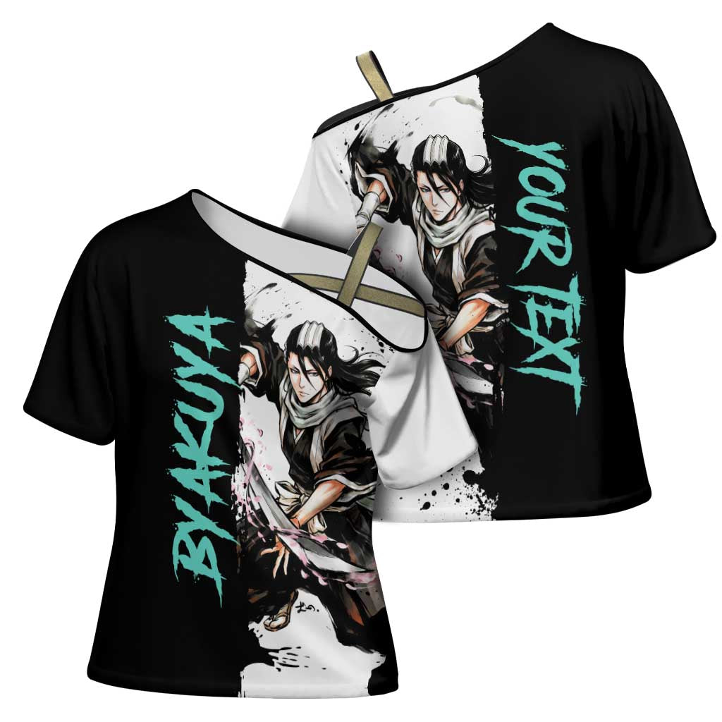 Personalized Byakuya Kuchiki Cross Shoulder Shirt Ink Splash Anime Brush Style