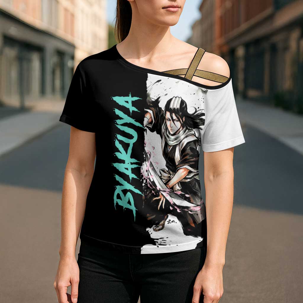Personalized Byakuya Kuchiki Cross Shoulder Shirt Ink Splash Anime Brush Style