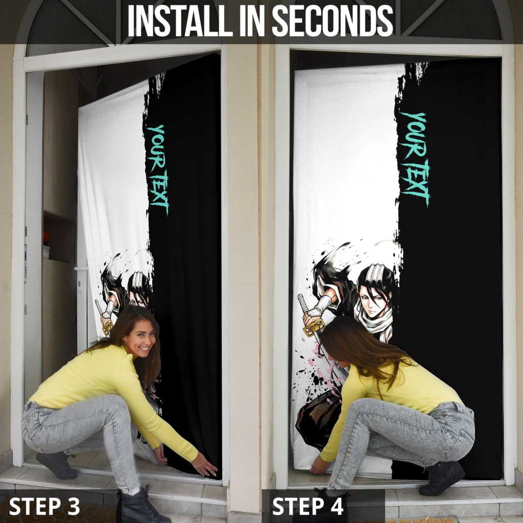 Personalized Byakuya Kuchiki Door Cover Ink Splash Anime Brush Style
