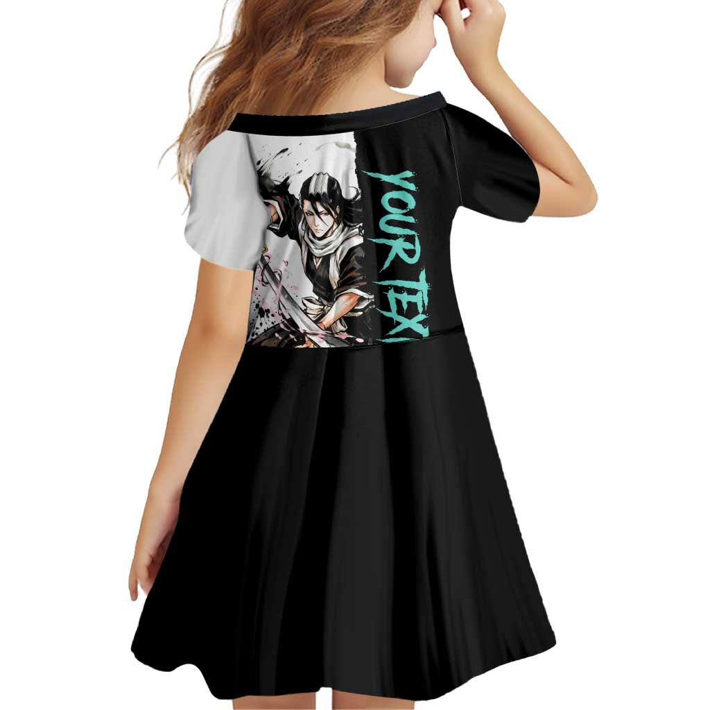 Personalized Byakuya Kuchiki Family Matching Off Shoulder Short Dress and Hawaiian Shirt Ink Splash Anime Brush Style