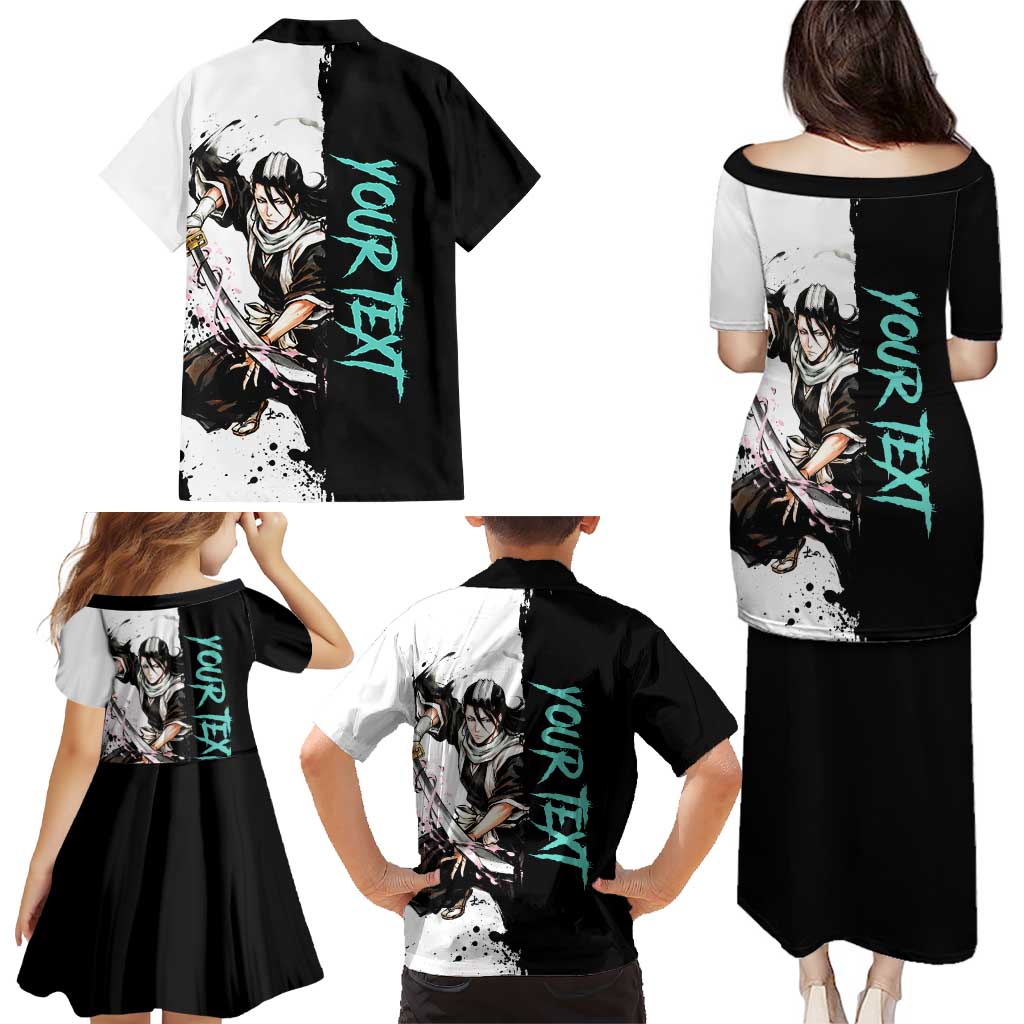 Personalized Byakuya Kuchiki Family Matching Puletasi and Hawaiian Shirt Ink Splash Anime Brush Style