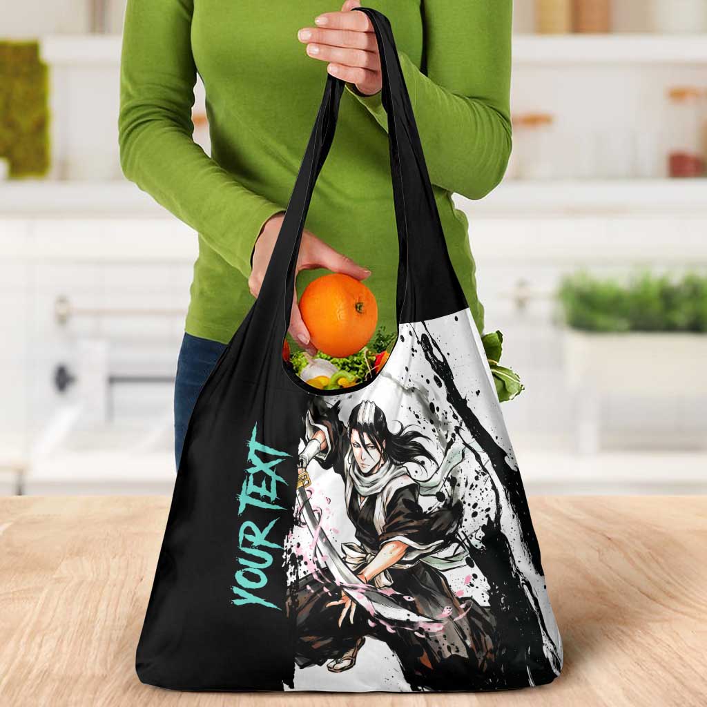Personalized Byakuya Kuchiki Grocery Bag Ink Splash Anime Brush Style