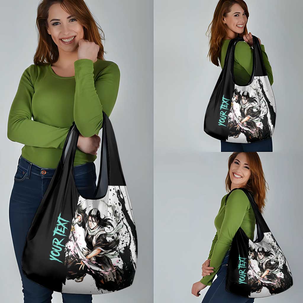 Personalized Byakuya Kuchiki Grocery Bag Ink Splash Anime Brush Style