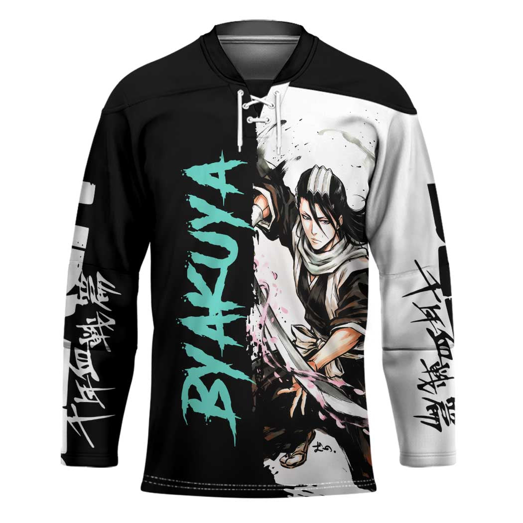 Personalized Byakuya Kuchiki Hockey Jersey Ink Splash Anime Brush Style